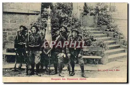 Cartes postales Militaria Chasseurs Alpins Drapeau