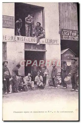 Cartes postales Militaria Chasseurs Alpins en manoeuvres Le cantonnement