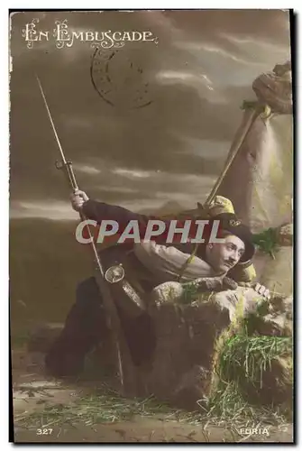 Cartes postales Militaria Chasseurs Alpins En embuscade