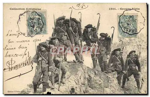 Cartes postales Militaria Chasseurs Alpins Groupe alpin