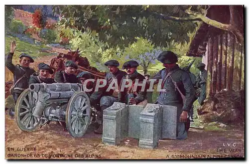 Cartes postales Militaria Chasseurs Alpins Canon de 65 de montagne des alpins Alcool de menthe Frere Mathias Mar