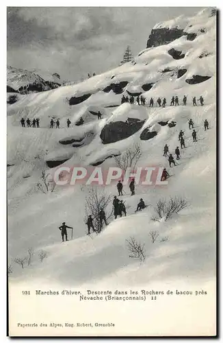 Ansichtskarte AK Militaria Chasseurs Alpins Marches d&#39hiver Descente dans les rochers de Lacou pres Nevache Br