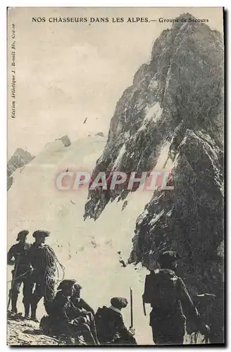 Cartes postales Militaria Chasseurs Alpins Groupe de secours