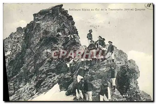 Cartes postales Militaria Chasseurs Alpins Artilleurs alpins au col de la Traversette Queyras