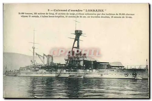 Cartes postales Bateau Cuirasse d'escadre Lorraine