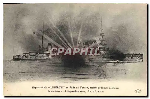 Cartes postales Bateau Explosion du Liberte en rade de Toulon