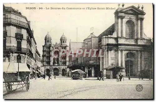 Cartes postales Dijon La Bourse de Commerce et l&#39eglise Saint Michel