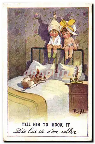 Cartes postales Fantaisie Illustrateur Enfants Tell him to hook it Chien