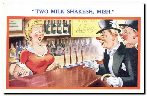 Cartes postales Fantaisie Illustrateur Two milk shakesh mish