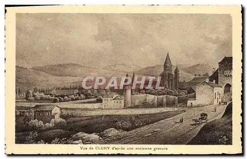 Ansichtskarte AK Vue de Cluny d&#39apres une ancienne gravure