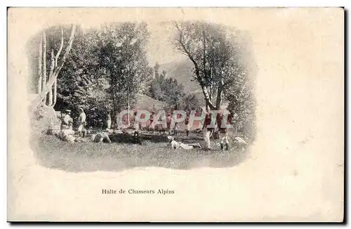 Cartes postales Militaria Chasseurs Alpins Halte