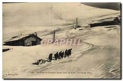 Ansichtskarte AK Militaria Chasseurs Alpins Un poste de chasseurs alpins la corvee d&#39eau Sollieres