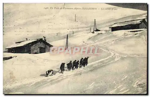 Cartes postales Militaria Chasseurs Alpins Un poste de chasseurs alpins la corvee d&#39eau Sollieres