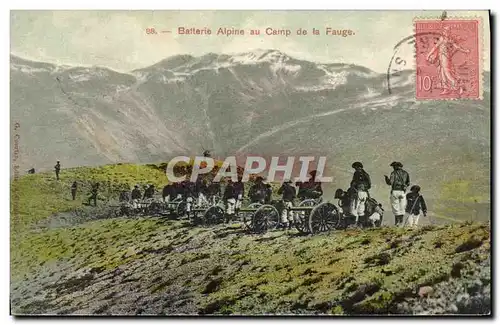 Ansichtskarte AK Militaria Chasseurs Alpins Batterie alpine au Camp de la Fauge