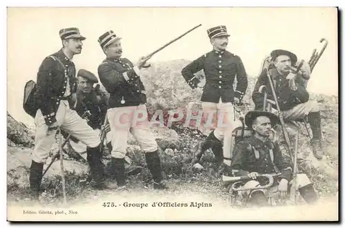 Cartes postales Militaria Chasseurs Alpins Groupes d&#39officiers Alpins