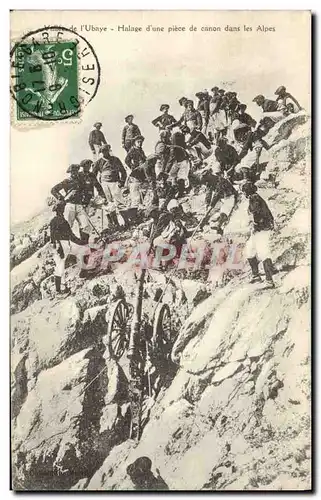 Ansichtskarte AK Militaria Chasseurs Alpins Vallee de l&#39Ubaye Halage d&#39une piece de canon dans les Alpes