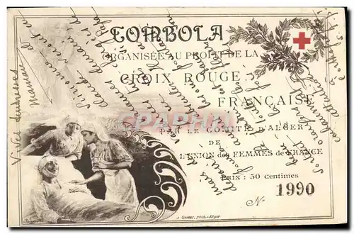 Cartes postales Loterie Tombola Croix Rouge Comite d'Alger Algerie Union des Femmes de France Infirmiere