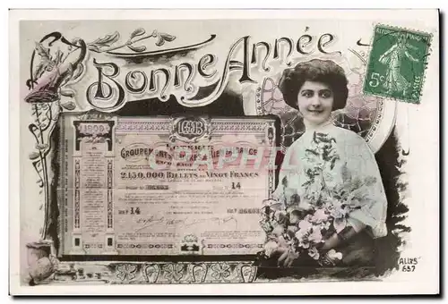 Cartes postales Loterie Femme Bonne annee