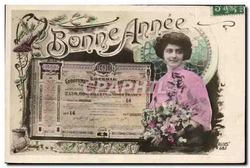 Cartes postales Loterie Femme Bonne annee