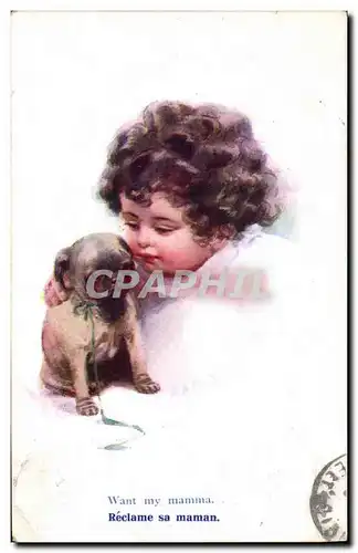 Cartes postales Fantaisie Illustrateur Enfant Chien Reclame sa maman