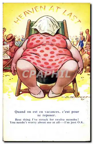 Cartes postales Fantaisie Illustrateur Femme forte Quand on est en vacances