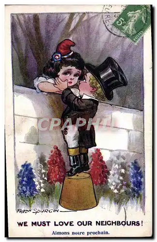 Cartes postales Fantaisie Illustrateur Enfants Fred Spurgin We must love our neighbours