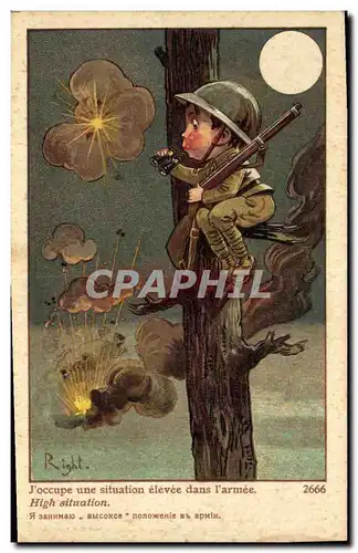 Cartes postales Fantaisie Illustrateur Enfant Right Militaria J&#39occupe une situation elevee dans l&#39armee