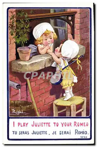 Cartes postales Fantaisie Illustrateur Enfants Right i play Juliette to your Romeo