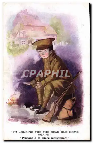 Ansichtskarte AK Fantaisie Illustrateur Enfant Militaria I&#39m longing for the dear old home again !