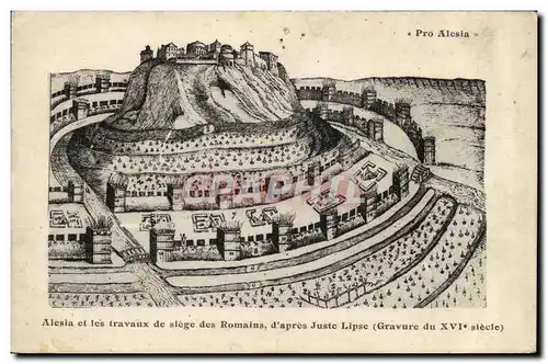 Ansichtskarte AK Pro Alesia Alesia et les travaux de siege des Romains d&#39apres Juste Lipse