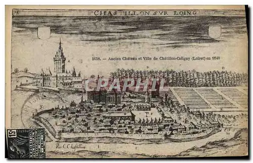 Ansichtskarte AK Chastillon sur Loing Ancien chateau et ville de Cahtillon coligny en 1648