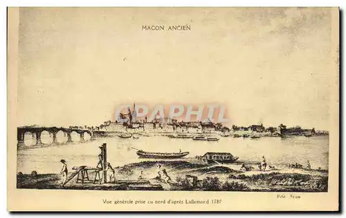 Cartes postales Macon ancien Vue generale prise au nord d&#39apres Lallemand 1780