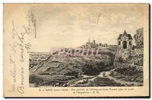 Cartes postales Laon Vue generale de l&#39abbaye de Saint Vincent prise du jardin de l&#39Arquebuse