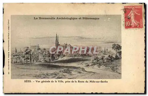 Cartes postales Sees Vue generale de la ville prise de la route du Mele sur Sarthe