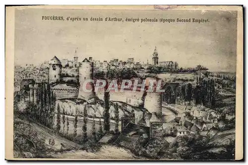 Cartes postales Fougeres d&#39apres un dessin d&#39Arthur emigre polonais epoque Second Empire