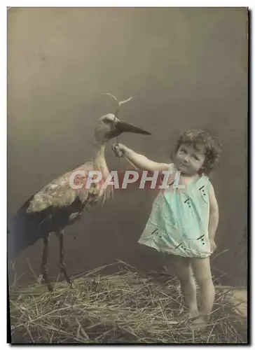 Ansichtskarte AK Enfant Cigogne