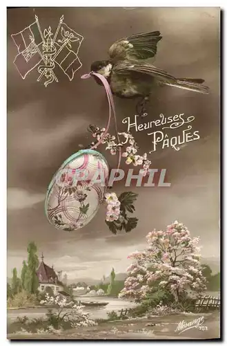 Cartes postales Oiseau Paques Oeuf