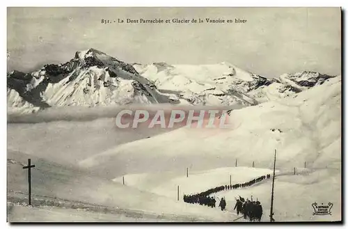 Cartes postales Militaria Chasseurs Alpins La dent Parrachee et glacier de la Vanoise en hiver