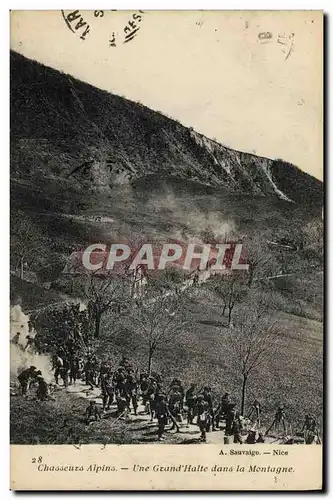 Ansichtskarte AK Militaria Chasseurs Alpins Une Grand Halte dans la montagne