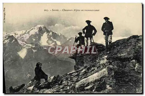 Cartes postales Militaria Chasseurs Alpins en reconnaissance Savoie