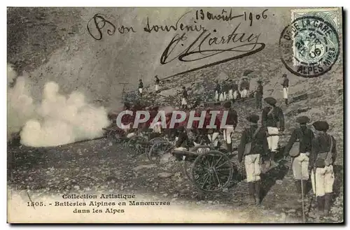 Cartes postales Militaria Chasseurs Alpins Batteries alpines en manoeuvres dans les Alpes