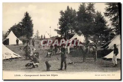 Cartes postales Militaria Chasseurs Alpins Campement dans les Alpes