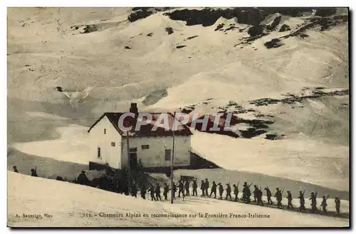 Cartes postales Militaria Chasseurs Alpins En reconnaissance sur la frontiere Franco italienne