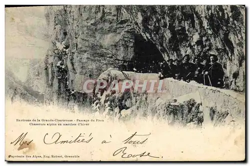 Cartes postales Militaria Chasseurs Alpins Environs de la Grande Chartreuse Passage du Frou Chasseurs alpins en