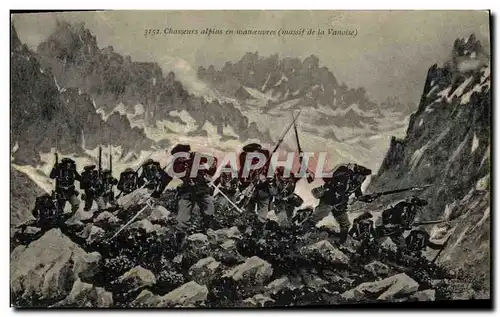 Cartes postales Militaria Chasseurs Alpins en manoeuvres Massif de la Vanoise