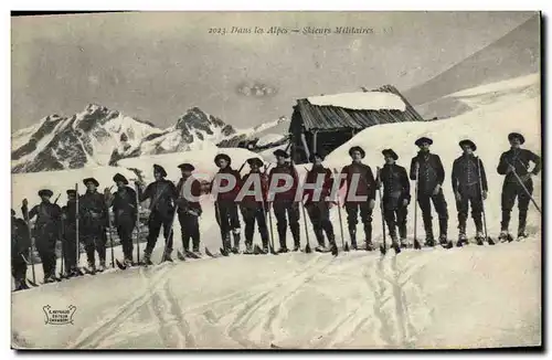 Cartes postales Militaria Chasseurs Alpins Dans les Alpes Skieurs militaires