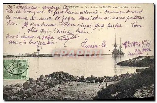 Cartes postales Bateau Tunisie Bizerte Le Latouche Treville entrant dans le canal