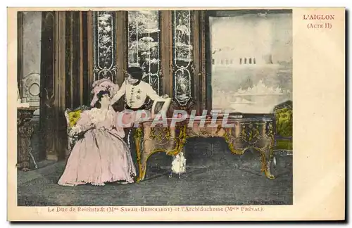 Ansichtskarte AK Fantaisie Theatre Femme L&#39aiglon Acte II Le Duc de Reichstadt Mme Sarah Bernhardt et l&#39arc