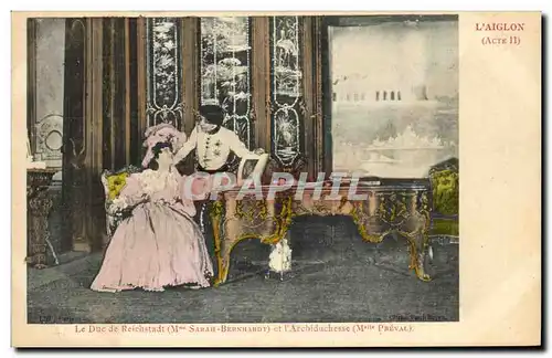 Cartes postales Fantaisie Theatre Femme L&#39aiglon Acte II Le Duc de Reichstadt Mme Sarah Bernhardt et l&#39arc