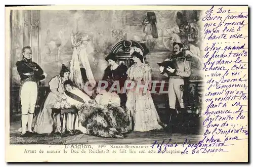 Cartes postales Fantaisie Theatre Femme L&#39aiglon Mme Sarah Bernhardt Avant de mourir le duc de Reichstadt se